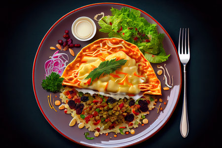 Delicious pancake with different stuffing Ai generativeの素材