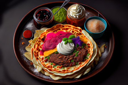 Fresh pancake with different stuffing Ai generativeの素材
