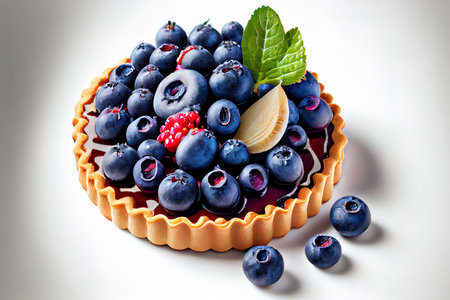 Blueberry tart on white Ai generativeの素材