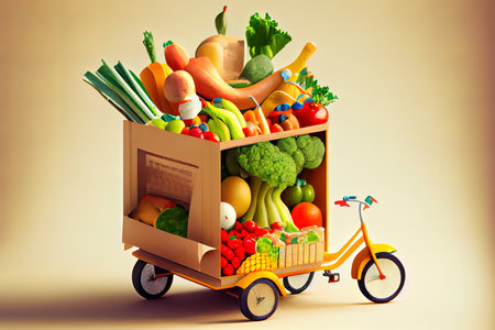Special Delivery or grocery shopping healthy Ai generativeの素材