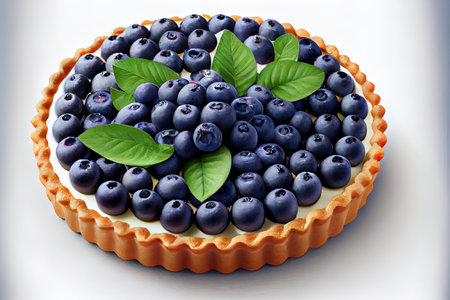 Blueberry tart on white Ai generativeの素材