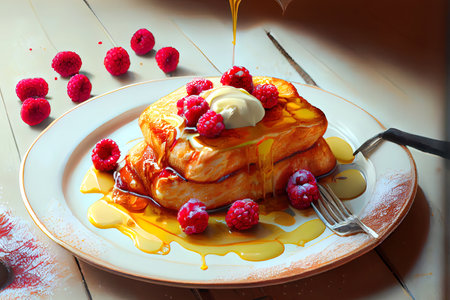 French toast with raspberries Ai generativeの素材