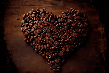 Sweet heart from coffee beans Ai generativeの素材