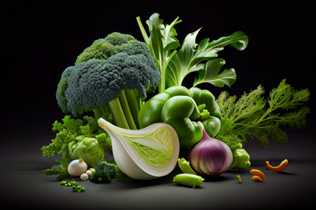 Fresh vegetables ingredients for good health Ai generativeの素材