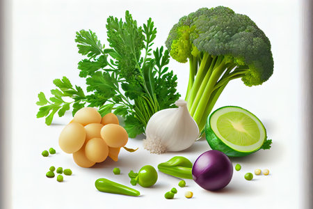 Fresh vegetables ingredients for good health Ai generativeの素材