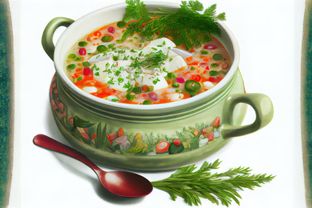 Okroshka - Russian cold soup Ai generativeの素材