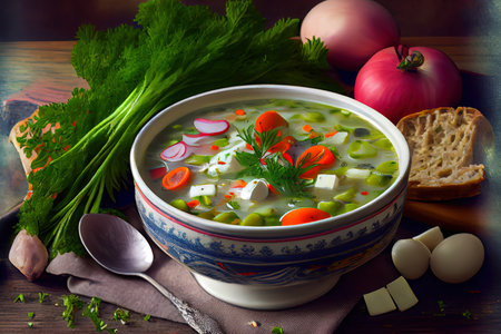 Okroshka - Russian cold soup Ai generativeの素材