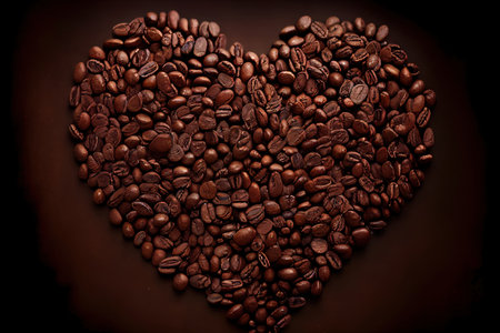 Sweet heart from coffee beans Ai generativeの素材