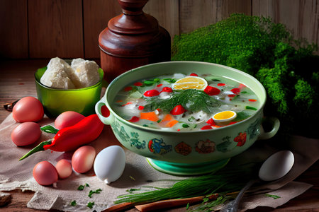 Okroshka - Russian cold soup for freshness Ai generativeの素材