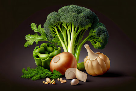 Fresh vegetables ingredients for good health Ai generativeの素材