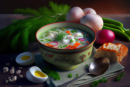 Okroshka - Russian cold soup Ai generativeの素材