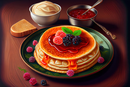 Healthy pancake with different stuffing Ai generativeの素材