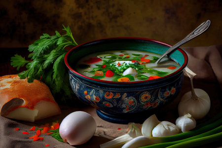 Okroshka - Russian cold soup Ai generativeの素材