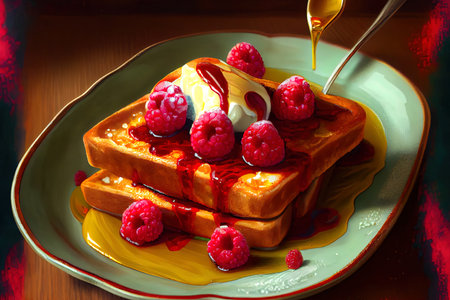 French toast with raspberries Ai generativeの素材