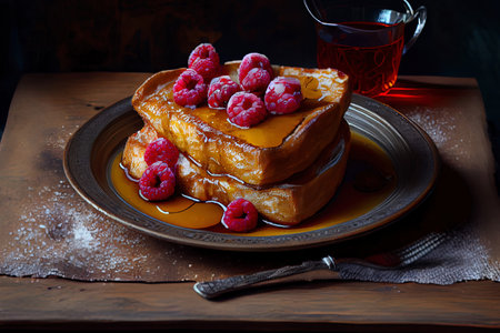 French toast with raspberries Ai generativeの素材
