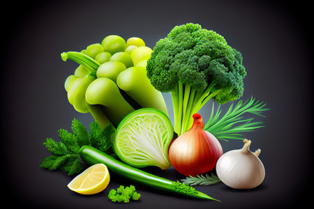 Fresh vegetables ingredients for good health Ai generativeの素材