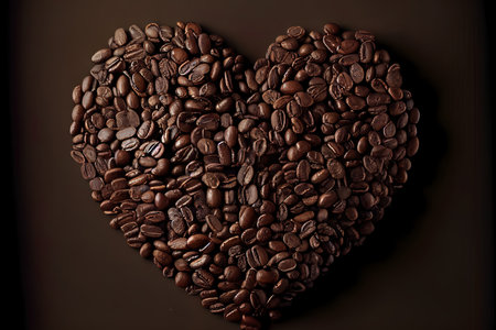 Sweet heart from coffee beans Ai generativeの素材
