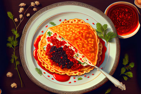 Healthy pancake with different stuffing Ai generativeの素材