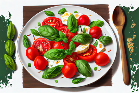 Salad with fresh tomatoes Ai generativeの素材