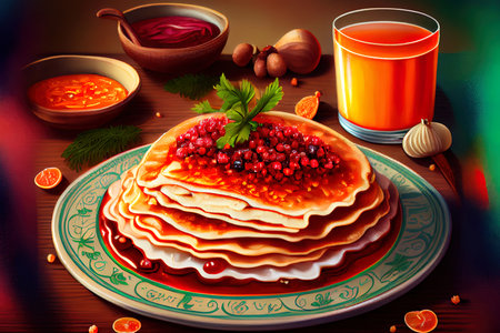 Healthy pancake with different stuffing Ai generativeの素材