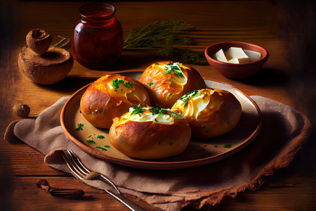 Young baked potatoes Ai generativeの素材