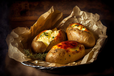 Young baked potatoes Ai generativeの素材