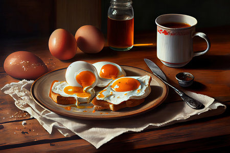 Traditional breakfast eggs Ai generativeの素材