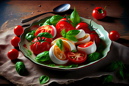 Salad with fresh tomatoes Ai generativeの素材