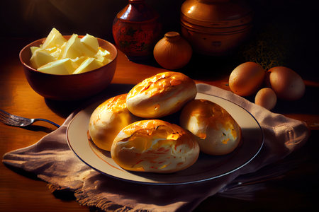Delicious Young baked potatoes Ai generativeの素材