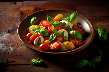 Vegetarian Salad with fresh tomatoes Ai generativeの素材