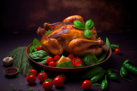 Whole roasted chicken Ai generativeの素材