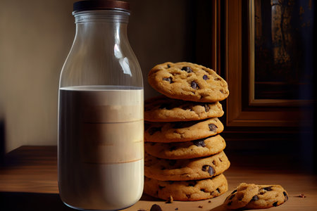 Tasty chocolate chip cookies Ai generativeの素材