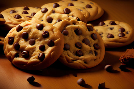Healthy Chocolate chip cookies Ai generativeの素材