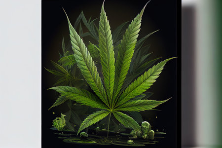 Healthy Hemp cannabis leaves Ai generativeの素材