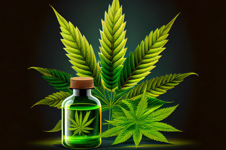 Healthy Hemp cannabis leaves Ai generativeの素材