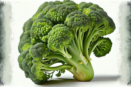 Awesome One natural Broccoli with white background Ai generativeの素材