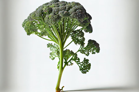 Surprising One natural Broccolini with white background Ai generativeの素材