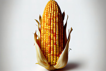 Healthy One natural Corn with white background Ai generativeの素材