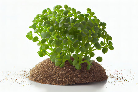 Fresh One natural Cress with white background Ai generativeの素材