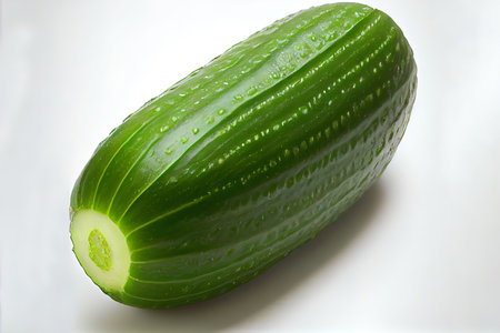 Fresh One natural Cucumbers with white background Ai generativeの素材