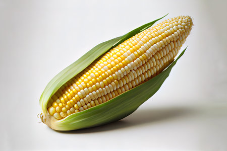 Healthy One natural Corn with white background Ai generativeの素材