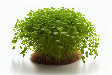 Fresh One natural Cress with white background Ai generativeの素材