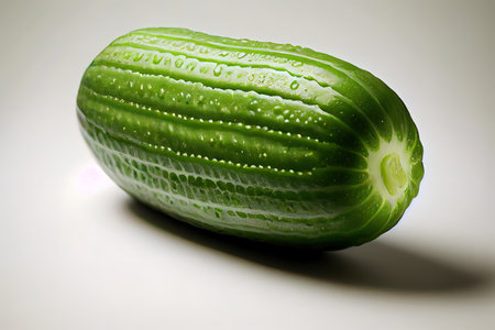 Fresh One natural Cucumbers with white background Ai generativeの素材