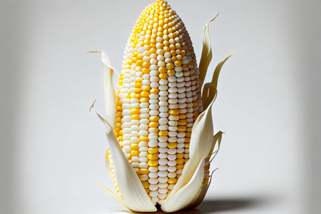 Healthy One natural Corn with white background Ai generativeの素材