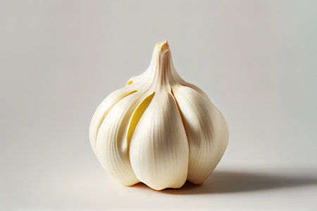 Nourishment One natural Garlic with white background Ai generativeの素材