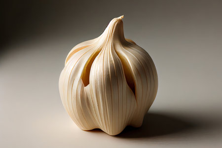Nourishment One natural Garlic with white background Ai generativeの素材