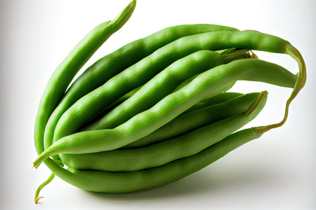 Special One natural Green Beans with white background Ai generativeの素材