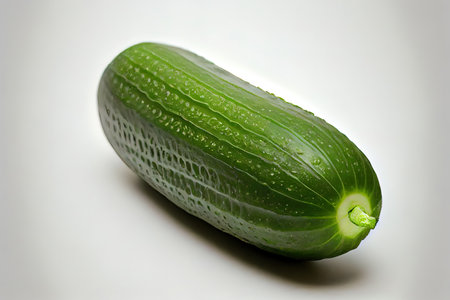 Fresh One natural Cucumbers with white background Ai generativeの素材