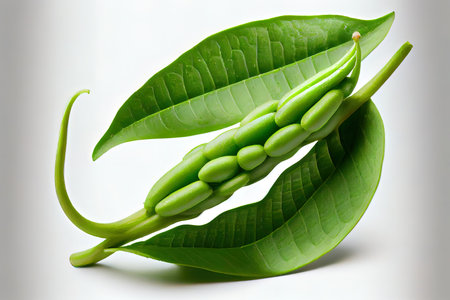 Fresh One natural Green Beans with white background Ai generativeの素材