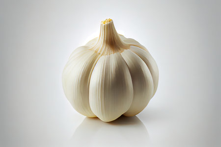 Nourishment One natural Garlic with white background Ai generativeの素材